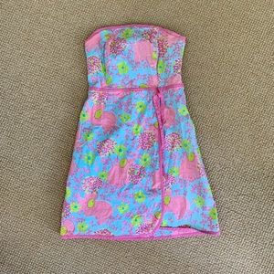 Lilly Pulitzer Elephant Print Strapless Dress
